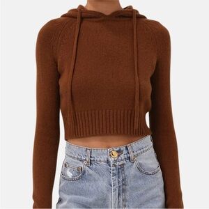 Zimmermann Dark Tan Cropped Knit Sweater